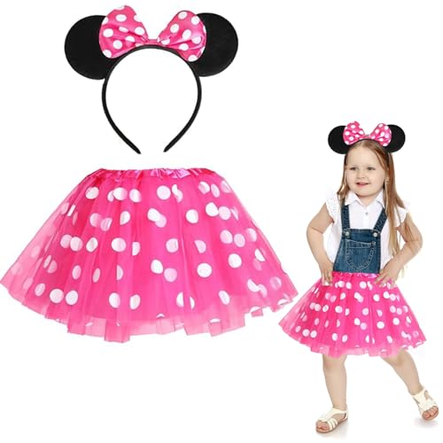 Minnie Mouse Kostüm Kinder, Faschingskostüme Kinder Mädchen, Rot Rosa Mini Maus Kostüm Mit Haarreifen mit Maus Ohren und Schleife, Maus Kostüm für Halloween Fasching Karneval Motto Cosplay Party Minnie Mouse Kostüm Kinder, Faschingskostüme Kinder Mädchen, Rot Rosa Mini Maus Kostüm Mit Haarreifen mit Maus Ohren und Schleife, Maus Kostüm für Halloween Fasching Karneval Motto Cosplay Party von LIURFLNC