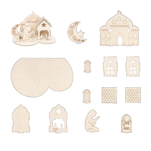 Ramadan Schloss Puzzle Ornamente Holzhandwerk Naher Osten Mondfest Kinderpuzzle Dreidimensionale Handarbeit von LIUZHIPENG