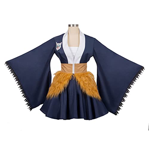 LIVASH Hashibira Inosuke Cosplay Kostüm Kimono Cosplay Outfits Party Kostüme Cosplay Kleidung Für Kinder Erwachsene,Blue-M von LIVASH