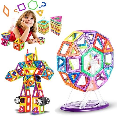 LIVEHITOP 109 PCS Magnetische Bauklötze Set, Magnet Bausteine Konstruktion Blöcke DIY 3D Pädagogische Spielzeug Geburtstag Kindertag Geschenk Kindertag für Kinder mit Riesenrad Auto Räder von LIVEHITOP