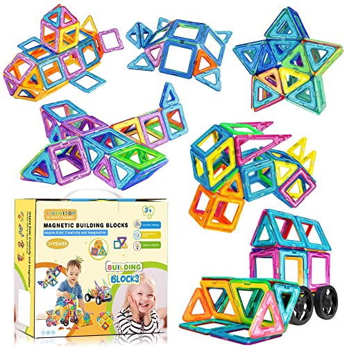 LIVEHITOP Magnetische Bausteine, 65 Teiles Magnet Bausteine für Kinder Pädagogische Konstruktion Spielzeug Magnetbausteine Geschenk für Jungen und Mädchen von LIVEHITOP
