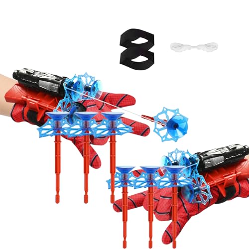 Spider Launcher Handschuh, Kids Spider Hero Handschuhe mit Maske und Aufkleber, Spider Web Shooter, Spider Netzwerfer, Handgelenk Spielzeug Set, Spielzeug Held Launcher für Cosplay von LIVESTN