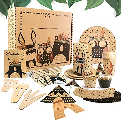 LIVONDO Partyset für Kinder | 112-teiliges Komplettset für 8 | Party Komplettset für Mädchen und Jungen | Für garantierten Partyspaß | Zauberhafte Motive | Kindergeburtstag Indianer LIVONDO Partyset für Kinder | 112-teiliges Komplettset für 8 | Party Komplettset für Mädchen und Jungen | Für garantierten Partyspaß | Zauberhafte Motive | Kindergeburtstag Indianer von LIVONDO