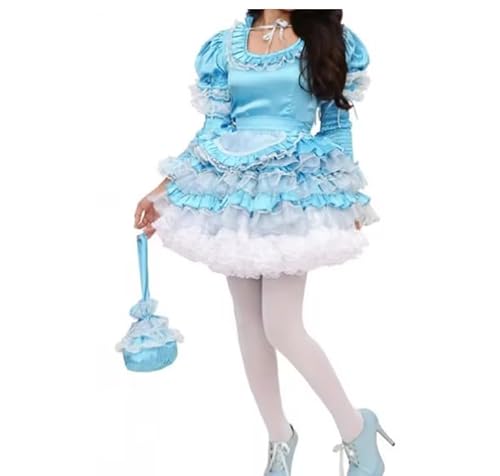 LIXIAAOOKWEDG Abschließbare Sissy blaue Satin-Bandage, mehrlagig, unabhängige Schürze, flauschiges Kleid, Dienstmädchen-Kostüm, anpassbar, Blau, Größe L LIXIAAOOKWEDG Abschließbare Sissy blaue Satin-Bandage, mehrlagig, unabhängige Schürze, flauschiges Kleid, Dienstmädchen-Kostüm, anpassbar, Blau, Größe L von LIXIAAOOKWEDG