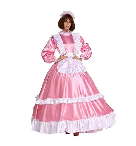 LIXIAAOOKWEDG Dienstmädchen-Schürze für Erwachsene, abschließbar, rosa, langärmelig, Satin, unabhängige Schürze, langes Kleid, Cosplay-Kostüm, personalisierbar, Rosa, XXL LIXIAAOOKWEDG Dienstmädchen-Schürze für Erwachsene, abschließbar, rosa, langärmelig, Satin, unabhängige Schürze, langes Kleid, Cosplay-Kostüm, personalisierbar, Rosa, XXL von LIXIAAOOKWEDG