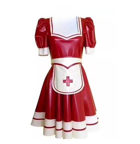 LIXIAAOOKWEDG Latexrock für Damen, Rot, Krankenschwesteruniform, Naturlatex-Anzug, kurzer Rock, Pseudo-Lady, Cross-Dressing, Rot, Größe XL, rot, 46 LIXIAAOOKWEDG Latexrock für Damen, Rot, Krankenschwesteruniform, Naturlatex-Anzug, kurzer Rock, Pseudo-Lady, Cross-Dressing, Rot, Größe XL, rot, 46 von LIXIAAOOKWEDG