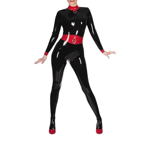 LIXIAAOOKWEDG Schlanker Damen-Jumpsuit aus PVC-Leder, elastisch, Cosplay, Uni, Catsuit, Club, Strumpfhose, Reißverschluss, Schritt, Schwarz , 38 LIXIAAOOKWEDG Schlanker Damen-Jumpsuit aus PVC-Leder, elastisch, Cosplay, Uni, Catsuit, Club, Strumpfhose, Reißverschluss, Schritt, Schwarz , 38 von LIXIAAOOKWEDG