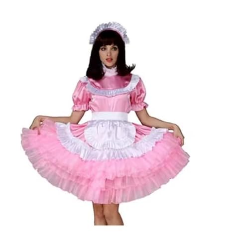 LIXIAAOOKWEDG Sissy Girl Rosa Satin abschließbar Mittelhals Blasenärmel Schürze Poncho Kleid Cosplay Kleid, rose, 5XL LIXIAAOOKWEDG Sissy Girl Rosa Satin abschließbar Mittelhals Blasenärmel Schürze Poncho Kleid Cosplay Kleid, rose, 5XL von LIXIAAOOKWEDG