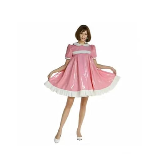 LIXIAAOOKWEDG Sissy Personalisiert Dienstmädchen-Kostüm aus PVC, für Erwachsene und Mädchen, Rosa, XXL von LIXIAAOOKWEDG