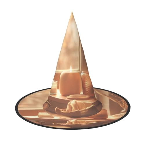 LIXLZH Aromatischer Kerzendruck-Hut, Partyzubehör, Kostümzubehör, Zauberer, Maskerade, Halloween-Hut, spitzer Hut von LIXLZH