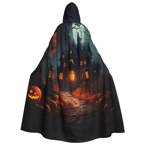 LIXLZH Gruseliger Halloween-Aufdruck, Kapuzenumhang für Erwachsene, Umhang für Karneval, Motto-Partys, Kostüme von LIXLZH