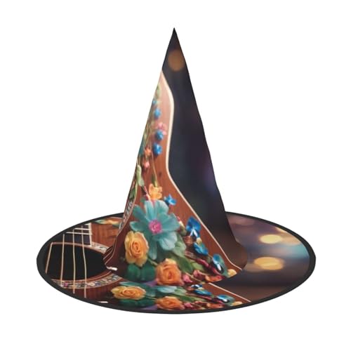 LIXLZH Hut mit Blumen-Gitarren-Druck, Partyzubehör, Kostümzubehör, Zauberer, Maskerade, Halloween-Hut, spitzer Hut LIXLZH Hut mit Blumen-Gitarren-Druck, Partyzubehör, Kostümzubehör, Zauberer, Maskerade, Halloween-Hut, spitzer Hut von LIXLZH