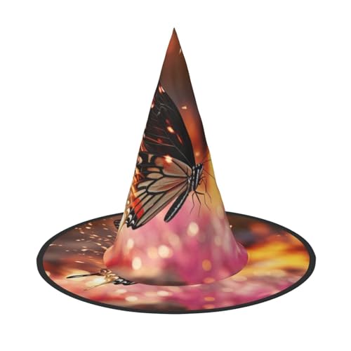 LIXLZH Hut mit Blumen- und Schmetterlings-Aufdruck, Partyzubehör, Kostümzubehör, Zauberer, Maskerade, Halloween-Hut, spitzer Hut LIXLZH Hut mit Blumen- und Schmetterlings-Aufdruck, Partyzubehör, Kostümzubehör, Zauberer, Maskerade, Halloween-Hut, spitzer Hut von LIXLZH