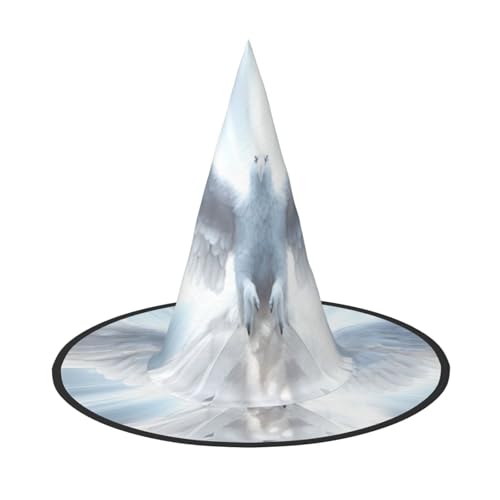 LIXLZH Hut mit Engelsflügel-Druck, Partyzubehör, Kostümzubehör, Zauberer, Maskerade, Halloween, Hut, spitzer Hut von LIXLZH