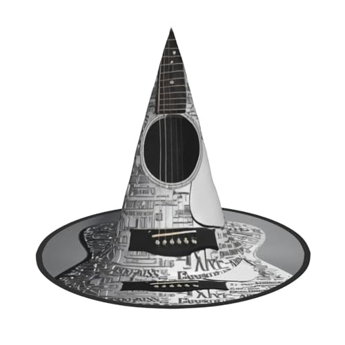 LIXLZH Hut mit Gitarrenmuster, Partyzubehör, Kostümzubehör, Zauberer, Maskerade, Halloween, Spitzhut von LIXLZH