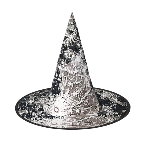 LIXLZH Hut mit Nachthimmel, Vollmond-Druck, Partyzubehör, Kostümzubehör, Zauberer, Maskerade, Halloween, Hut, spitzer Hut von LIXLZH