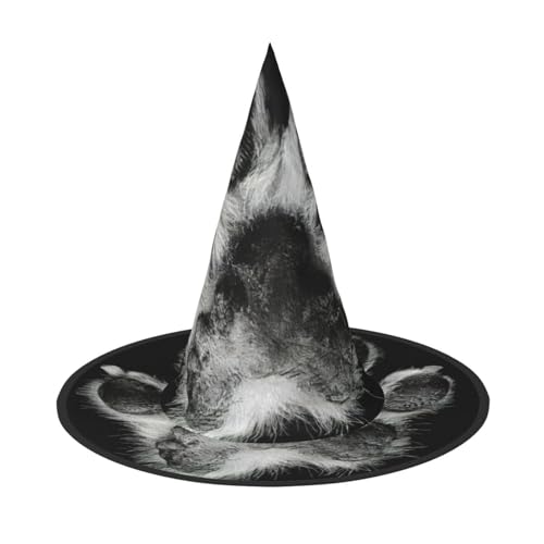LIXLZH Hut mit Pfotenabdruck, Partyzubehör, Kostüm-Zubehör, Zauberer, Maskerade, Halloween, Hut, spitzer Hut von LIXLZH