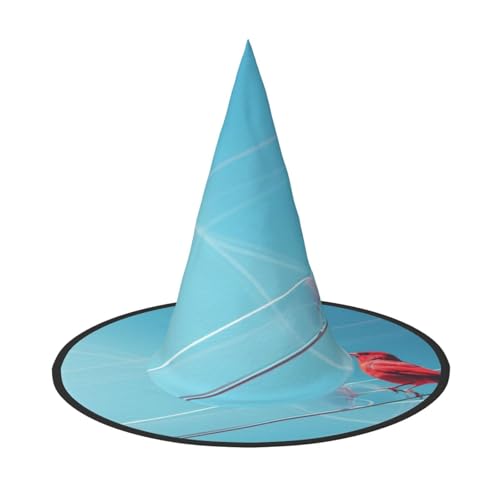 LIXLZH Hut mit rotem Vogel-Design, Partyzubehör, Kostümzubehör, Zauberer, Maskerade, Halloween, Hut mit spitzem Hut von LIXLZH