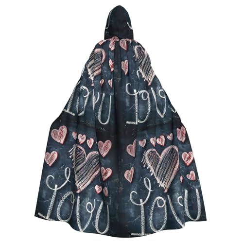 LIXLZH Kapuzenumhang mit Aufschrift "I Love You" mit Herzen, universeller Umhang für Erwachsene, Hexenkostüm, Halloween-Kostüme, Karnevals-Umhang von LIXLZH