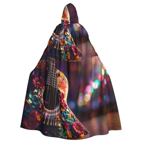 LIXLZH Kapuzenumhang mit Blumen-Gitarren-Druck, universeller Umhang für Erwachsene, Hexenkostüm, Halloween-Kostüme, Karnevals-Umhang LIXLZH Kapuzenumhang mit Blumen-Gitarren-Druck, universeller Umhang für Erwachsene, Hexenkostüm, Halloween-Kostüme, Karnevals-Umhang von LIXLZH