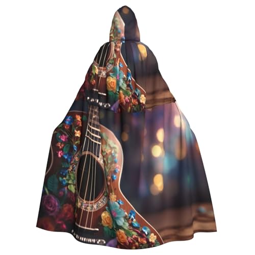 LIXLZH Kapuzenumhang mit Blumen-Gitarren-Druck, universeller Umhang für Erwachsene, Hexenkostüm, Halloween-Kostüme, Karnevals-Umhang LIXLZH Kapuzenumhang mit Blumen-Gitarren-Druck, universeller Umhang für Erwachsene, Hexenkostüm, Halloween-Kostüme, Karnevals-Umhang von LIXLZH