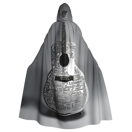 LIXLZH Kapuzenumhang mit Gitarrenmuster, universeller Umhang für Erwachsene, Hexenkostüm, Halloween-Kostüme, Karneval, Umhang von LIXLZH