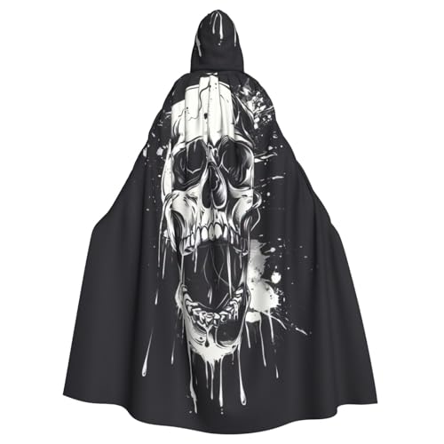LIXLZH Kapuzenumhang mit Horror-Geister-Schädel-Druck, universeller Umhang für Erwachsene, Hexenkostüm, Halloween-Kostüme, Karnevals-Umhang von LIXLZH