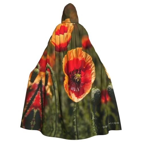 LIXLZH Kapuzenumhang mit Mohnblumen-Druck, universeller Umhang für Erwachsene, Hexenkostüm, Halloween-Kostüme, Karneval, Umhang von LIXLZH