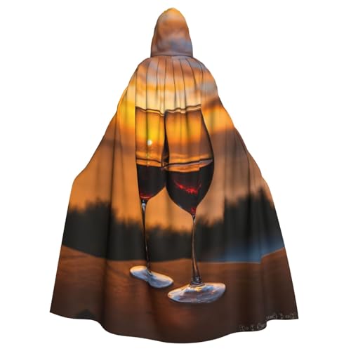 LIXLZH Kapuzenumhang mit Rotwein-Druck, universeller Umhang für Erwachsene, Hexenkostüm, Halloween-Kostüme, Karnevals-Umhang von LIXLZH