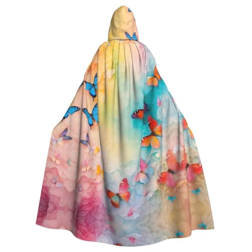 LIXLZH Kapuzenumhang mit Schmetterlingsdruck, universeller Umhang für Erwachsene, Hexenkostüm, Halloween-Kostüme, Karnevalsumhang LIXLZH Kapuzenumhang mit Schmetterlingsdruck, universeller Umhang für Erwachsene, Hexenkostüm, Halloween-Kostüme, Karnevalsumhang von LIXLZH