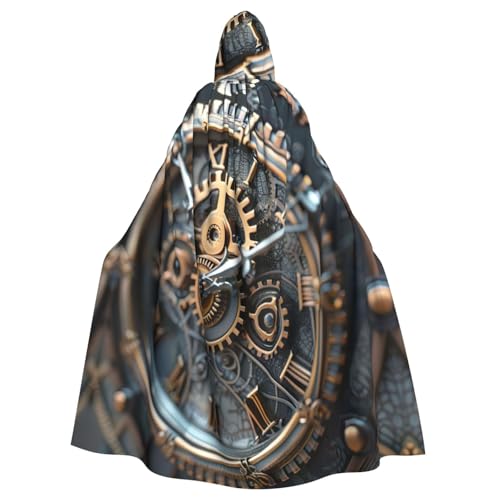LIXLZH Kapuzenumhang mit Uhr-Zahnradaufdruck, universeller Umhang für Erwachsene, Hexenkostüm, Halloween-Kostüme, Karnevals-Umhang von LIXLZH