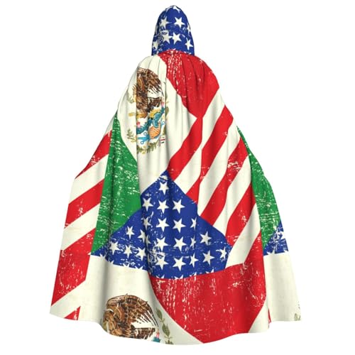 LIXLZH Kapuzenumhang mit mexikanischer amerikanischer Weißkopfseeadler-Flagge, für Erwachsene, Umhang für Karneval, Motto-Partys, Kostüme von LIXLZH