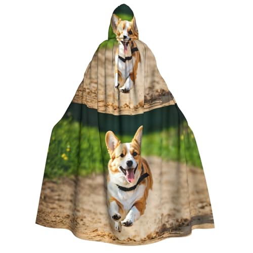 LIXLZH Kapuzenumhang mit niedlichem Corgi-Druck, für Erwachsene, Umhang für Karneval, Motto-Partys, Kostüme von LIXLZH