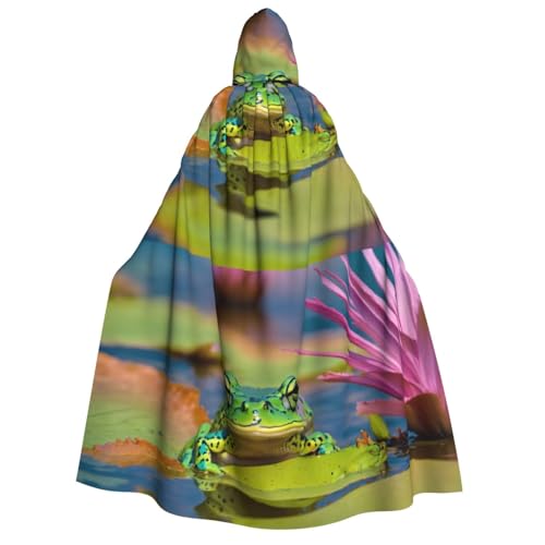 LIXLZH Kapuzenumhang mit niedlichem Frosch-Aufdruck, für Erwachsene, Umhang für Karneval, Motto-Partys, Kostüme von LIXLZH