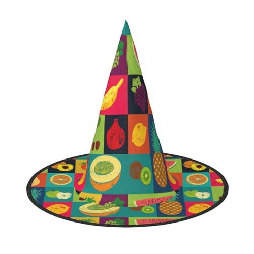 LIXLZH Kunststil Obstdruck Hut Partyzubehör Kostüm Zubehör Zauberer Maskerade Halloween Hut Spitzhut LIXLZH Kunststil Obstdruck Hut Partyzubehör Kostüm Zubehör Zauberer Maskerade Halloween Hut Spitzhut von LIXLZH