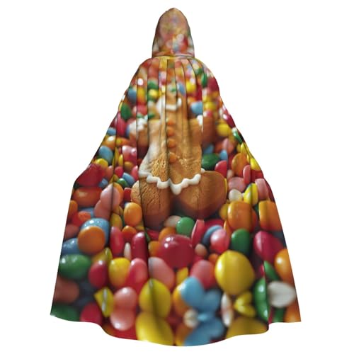 LIXLZH Lebkuchenmann-Süßigkeiten-Aufdruck, Kapuzenumhang für Erwachsene, Hexenkostüm, Halloween-Kostüm, Karnevals-Umhang LIXLZH Lebkuchenmann-Süßigkeiten-Aufdruck, Kapuzenumhang für Erwachsene, Hexenkostüm, Halloween-Kostüm, Karnevals-Umhang von LIXLZH
