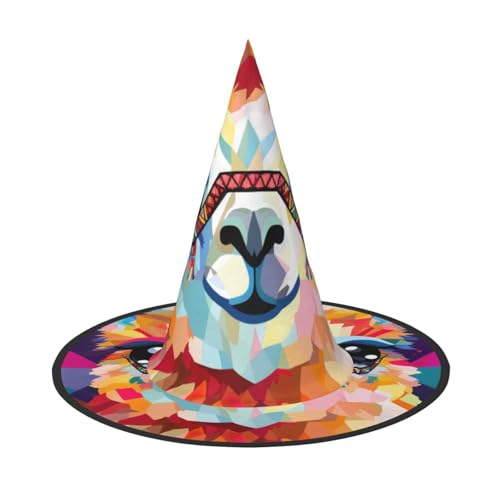 LIXLZH LlamaCartoon1 Hut mit Druck, Partyzubehör, Kostümzubehör, Zauberer, Maskerade, Halloween-Hut, spitzer Hut von LIXLZH