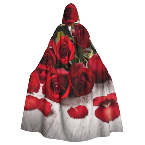 LIXLZH Rote Rose Blumendruck Kapuzenumhang Universal Erwachsene Umhang Hexenkostüm Halloween Kostüme Karneval Umhang LIXLZH Rote Rose Blumendruck Kapuzenumhang Universal Erwachsene Umhang Hexenkostüm Halloween Kostüme Karneval Umhang von LIXLZH