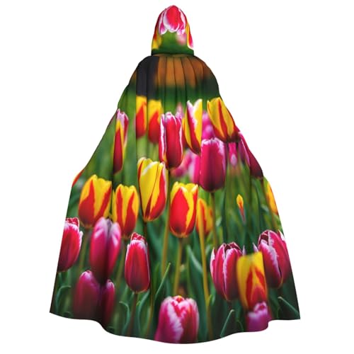 LIXLZH Roter Tulpenaufdruck, Kapuzenumhang für Erwachsene, Umhang für Karneval, Motto-Partys, Kostüme von LIXLZH