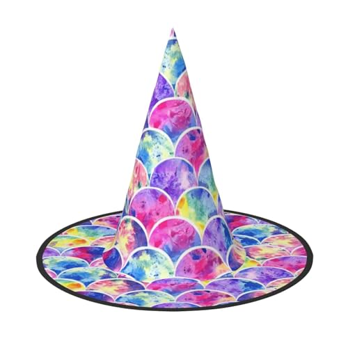 LIXLZH Schöne Regenbogenfarben, Meerjungfrauen-Druck, Partyzubehör, Kostümzubehör, Zauberer, Maskerade, Halloween-Hut LIXLZH Schöne Regenbogenfarben, Meerjungfrauen-Druck, Partyzubehör, Kostümzubehör, Zauberer, Maskerade, Halloween-Hut von LIXLZH
