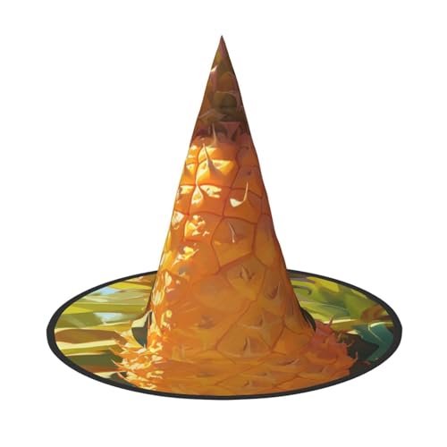 LIXLZH Schöner Hut mit Ananas-Druck, Partyzubehör, Kostümzubehör, Zauberer, Maskerade, Halloween, Hut, spitzer Hut von LIXLZH