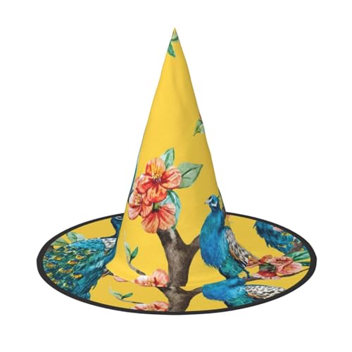 LIXLZH Schöner Hut mit Pfauen-Druck, Partyzubehör, Kostümzubehör, Zauberer, Maskerade, Halloween, Hut, spitzer Hut LIXLZH Schöner Hut mit Pfauen-Druck, Partyzubehör, Kostümzubehör, Zauberer, Maskerade, Halloween, Hut, spitzer Hut von LIXLZH