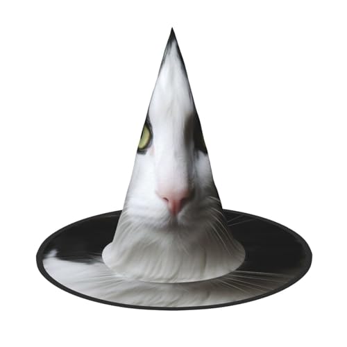 LIXLZH Schwarz-weiße Katzen-Druck-Hut, Partyzubehör, Kostümzubehör, Zauberer, Maskerade, Halloween, Hut, spitzer Hut LIXLZH Schwarz-weiße Katzen-Druck-Hut, Partyzubehör, Kostümzubehör, Zauberer, Maskerade, Halloween, Hut, spitzer Hut von LIXLZH
