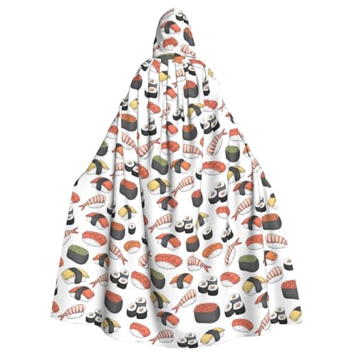 LIXLZH Sushi-Druck Kapuzenumhang Universal Erwachsene Umhang Hexenkostüm Halloween Kostüme Karneval Umhang von LIXLZH