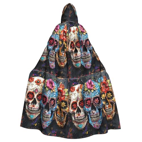 LIXLZH Umhang mit Kapuze und Totenkopf-Motiv, universeller Umhang für Erwachsene, Hexenkostüm, Halloween-Kostüme, Karnevals-Umhang von LIXLZH