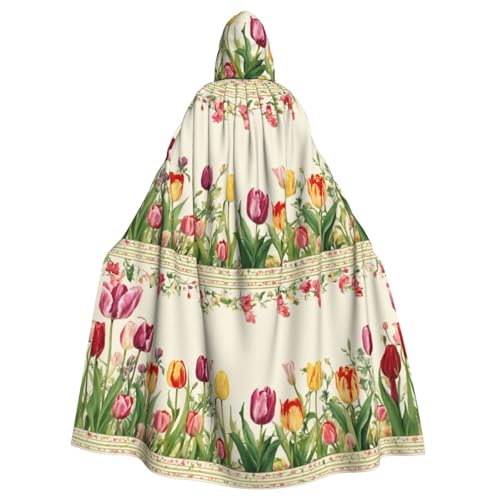 LIXLZH Umhang mit Kapuze und buntem Tulpenmuster, universeller Umhang für Erwachsene, Hexenkostüm, Halloween-Kostüme, Karnevals-Umhang LIXLZH Umhang mit Kapuze und buntem Tulpenmuster, universeller Umhang für Erwachsene, Hexenkostüm, Halloween-Kostüme, Karnevals-Umhang von LIXLZH