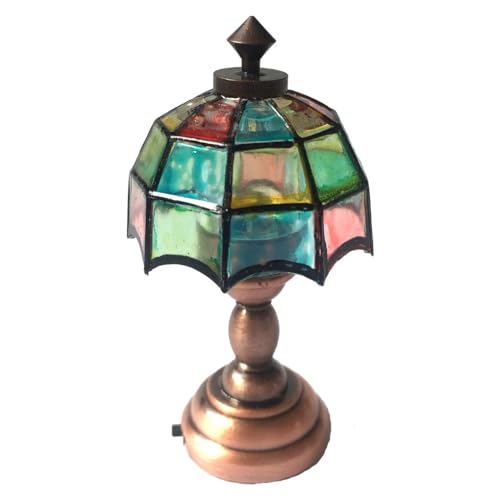 LIXSAZSE 1/12 Miniatur LED Licht Schlafzimmer Modell Regenschirm Form Lampenschirm Tischlampe Batteriebetriebene Dekoration Spielzeug Geschenke von LIXSAZSE