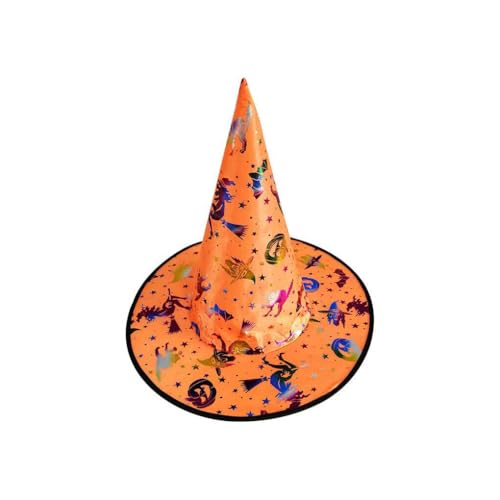 LIXSAZSE Atmungsaktive Kinder Erwachsene Caps Zauberer Maskerade Hexenhut Halloween Party Cosplay Zubehör Requisiten Kostüm Kleid Dekoration, Orange von LIXSAZSE
