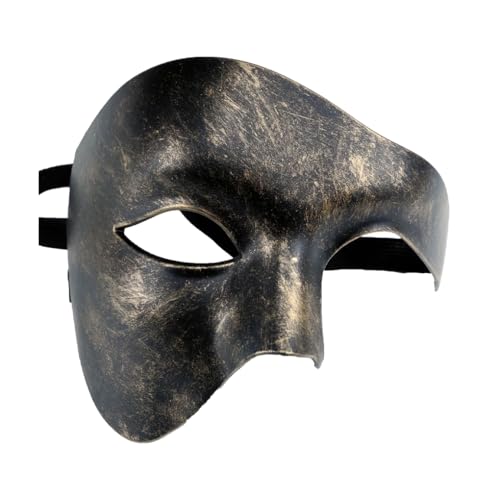 LIXSAZSE Einfach zu tragende Halbgesichts Maskerademaske, Maskeradebälle und Partys, Halbgesichtsmasken aus Kunststoff, Halbgesichtsmaske, Schwarz gebürstetes Gold LIXSAZSE Einfach zu tragende Halbgesichts Maskerademaske, Maskeradebälle und Partys, Halbgesichtsmasken aus Kunststoff, Halbgesichtsmaske, Schwarz gebürstetes Gold von LIXSAZSE