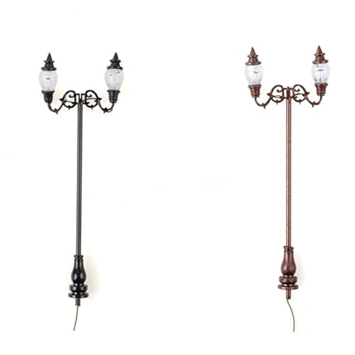 LIXSAZSE Gartenlichtmodell wasserdichte Doppelkopf Sandtischverzierung Mini Straßenlaterne Regenfeste DIY Handwerks Landschaftslampe LIXSAZSE Gartenlichtmodell wasserdichte Doppelkopf Sandtischverzierung Mini Straßenlaterne Regenfeste DIY Handwerks Landschaftslampe von LIXSAZSE
